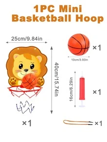 1只迷你動物掛籃球環裝飾品,懸掛射籃遊戲,娛樂時光