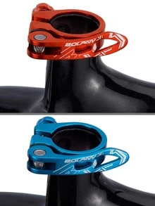 BOALNY 1pc Red Aluminum Alloy Bicycle Seatpost Clamp - Red - View 2