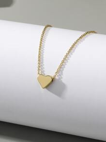 1 件不锈钢光滑心形和蝴蝶吊坠项链，时尚设计优雅女士礼物