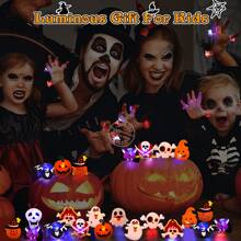 5/10/50PCS/Set Halloween LED Rings Light Horror Pumpkin Ghost Spider Glow Finger Rings For Halloween Christmas Party Cosplay Supplies - Random Mix - View 2