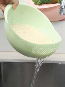 1pc Kitchen Rice Washing Bowl, Strainer, And Container - Green - View 13