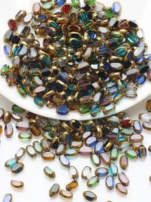 48pcs 4*6mm Colorful Crystal Glass Beads With Gold Trim, Middle Hole, For DIY Crafts, Jewelry Making, Shoes, Accessories, Phone Chain, Necklace, Bracelet, Glasses Chain