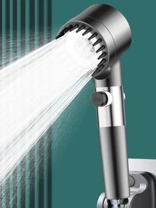 1pc High-pressure Shower Head, With Silicone S For Scalp Massage And 3 Water Jet Modes - Grey - View 6