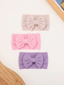 3pcs Màu thuần Sọc Rộng Băng đô Và Màu thuần Nơ Băng đô Đối với Trẻ em - Nhiều màu - Xem 2