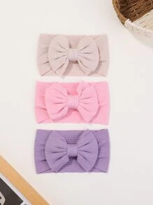 3pcs Màu thuần Sọc Rộng Băng đô Và Màu thuần Nơ Băng đô Đối với Trẻ em - Nhiều màu - Xem 1