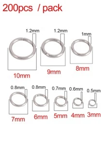 100-200入不鏽鋼開口跳環分裂環連接器,diy珠寶製作配件批發供應 - 銀色 - 查看 2