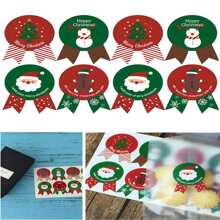 80張耶誕禮物包裝貼紙標簽密封貼,適用於餅乾、糖果、堅果包裝 (10張紙,8種設計樣式) - 彩色 - 查看 1