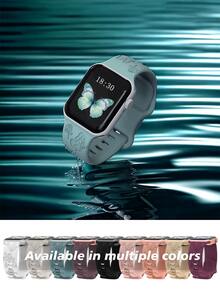 1入組白色蝴蝶刻印矽膠錶帶，適用於Apple Watch系列，共有38mm、40mm、41mm、42mm、44mm、45mm、49mm等不同尺寸，可愛的女性野花蝴蝶柔軟運動錶帶，可替換手帶，兼容Series Ultra 9 8 7 6 5 4 3 2 Se Apple Watch Band Apple Watch Strap Band Apple Watch Band Apple Watch Strap Strap Strap。 - 白色 - 查看 6