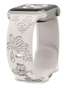 1pc Starlight Butterfly Engraved Silicone Band Compatible With Apple Watch Band Apple Watch Strap Band Apple Watch Band Apple Watch Strap Strap Bands 38mm 40mm 41mm 42mm 44mm 45mm 49mm Cute Women Wildflowers Butterfly  Soft Sport Apple Watch Band Apple Watch Strap Band Apple Watch Band Apple Watch Strap Strap Strap Replacement Wristbands For  Series Ultra 9 8 7 6 5 4 3 2 Se - Apricot - View 1