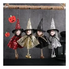 1 pieza Decoración de pared , Halloween brillante bruja colgante Divertido casa embrujada escena con colgante decoraciones ( rojo ) - Rojo - Ver 1