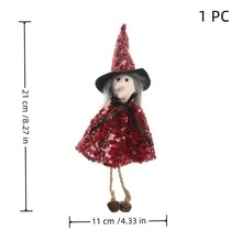1 pieza Decoración de pared , Halloween brillante bruja colgante Divertido casa embrujada escena con colgante decoraciones ( rojo ) - Rojo - Ver 2