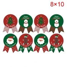80張耶誕禮物包裝貼紙標簽密封貼,適用於餅乾、糖果、堅果包裝 (10張紙,8種設計樣式) - 彩色 - 查看 5