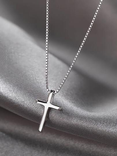 GAGAFEEL 1条S925纯银十字架吊坠项链，女士简约个性时尚冷调锁骨链，生日礼物