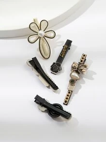 5 cái ' vui tươi & Dễ thương Hoa Ngọc Trai Kẹp tóc Đối với Hằng ngày Kiểu tóc - màu đen - Xem 3