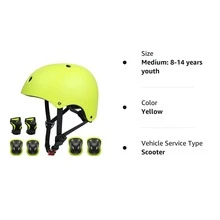 Kids Bike Helmet,Multi-Sport Protective Gear Set for 3-5-8-14 Years Boys Girls with Knee and Elbow Pads Wrist Guards fit Roller Skates,Cycling,Skateboarding,Skating Scooter - 黃色的 - 查看 2