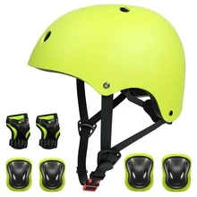 Kids Bike Helmet,Multi-Sport Protective Gear Set for 3-5-8-14 Years Boys Girls with Knee and Elbow Pads Wrist Guards fit Roller Skates,Cycling,Skateboarding,Skating Scooter - 黃色的 - 查看 1