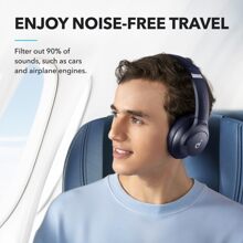soundcore by Anker Q20i Hybrid Active Noise Cancelling Headphones, Wireless Over-Ear Bluetooth, 40H Long ANC Playtime, Hi-Res Audio, Big Bass, Customize via an App, Transparency Mode, Ideal for Travel - 藍色 - 查看 2