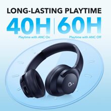 soundcore by Anker Q20i Hybrid Active Noise Cancelling Headphones, Wireless Over-Ear Bluetooth, 40H Long ANC Playtime, Hi-Res Audio, Big Bass, Customize via an App, Transparency Mode, Ideal for Travel - 藍色 - 查看 5
