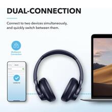 soundcore by Anker Q20i Hybrid Active Noise Cancelling Headphones, Wireless Over-Ear Bluetooth, 40H Long ANC Playtime, Hi-Res Audio, Big Bass, Customize via an App, Transparency Mode, Ideal for Travel - 藍色 - 查看 7