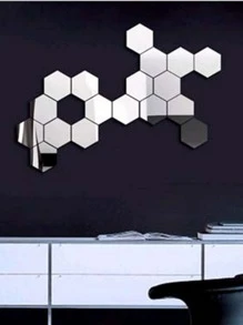 12pcs Hexagon Shaped Acrylic Mirror Wall Stickers, Diy Home Decoration Mirror Decal, 3d Waterproof Self-Adhesive Wall Stickers Wall Decor Room Decor Wall Mirror Mirror For Room Bathroom Decor Living Room Decor