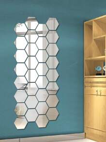 12pcs Hexagon Shaped Acrylic Mirror Wall Stickers, Diy Home Decoration Mirror Decal, 3d Waterproof Self-Adhesive Wall Stickers Wall Decor Room Decor Wall Mirror Mirror For Room Bathroom Decor Living Room Decor
