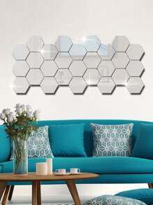 12pcs Hexagon Shaped Acrylic Mirror Wall Stickers, Diy Home Decoration Mirror Decal, 3d Waterproof Self-Adhesive Wall Stickers Wall Decor Room Decor Wall Mirror Mirror For Room Bathroom Decor Living Room Decor