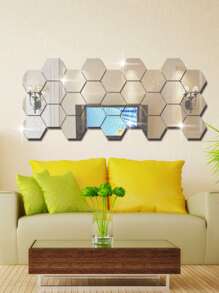 12pcs Hexagon Shaped Acrylic Mirror Wall Stickers, Diy Home Decoration Mirror Decal, 3d Waterproof Self-Adhesive Wall Stickers Wall Decor Room Decor Wall Mirror Mirror For Room Bathroom Decor Living Room Decor