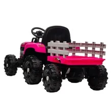 Ride on Tractor with Trailer,12V Battery Powered Electric Tractor Toy w/Remote Control,electric car for kids,Three speed adjustable,Power display, USB,MP3 ,Bluetooth,LED light,Two-point safety belt - Hồng - Xem 5