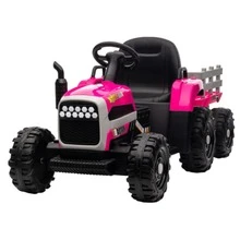 Ride on Tractor with Trailer,12V Battery Powered Electric Tractor Toy w/Remote Control,electric car for kids,Three speed adjustable,Power display, USB,MP3 ,Bluetooth,LED light,Two-point safety belt - Hồng - Xem 4