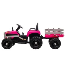 Ride on Tractor with Trailer,12V Battery Powered Electric Tractor Toy w/Remote Control,electric car for kids,Three speed adjustable,Power display, USB,MP3 ,Bluetooth,LED light,Two-point safety belt - Hồng - Xem 6