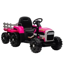 Ride on Tractor with Trailer,12V Battery Powered Electric Tractor Toy w/Remote Control,electric car for kids,Three speed adjustable,Power display, USB,MP3 ,Bluetooth,LED light,Two-point safety belt - Hồng - Xem 2
