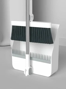 1入組可折疊的掃帚&簸箕套裝家用的清掃工具適用於頭髮,垃圾清潔 - 白色 - 查看 2