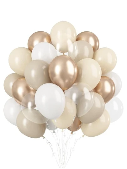 60 个 12 英寸乳胶气球，米色、金色、哑光白色、象牙色、香槟色，适用于生日、婚礼和派对装饰、圣诞节