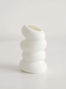 1个不易碎仿陶瓷塑料鹅卵石形花瓶，现代艺术家居装饰纹理雕塑容器，有机弧形桌面花盆，轻巧花瓶，适合客厅照片墙展示和桌面装饰，房间装饰花瓶，玻璃花瓶 - 白色 - 查看 11