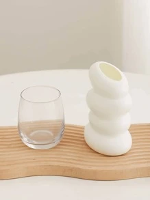 1个不易碎仿陶瓷塑料鹅卵石形花瓶，现代艺术家居装饰纹理雕塑容器，有机弧形桌面花盆，轻巧花瓶，适合客厅照片墙展示和桌面装饰，房间装饰花瓶，玻璃花瓶 - 白色 - 查看 12