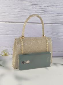 Gold Sparkly Handheld Evening Bag - Gold - View 2