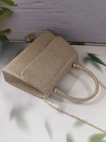 Gold Sparkly Handheld Evening Bag - Gold - View 5