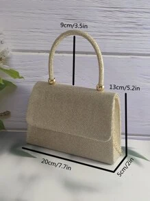 Gold Sparkly Handheld Evening Bag - Gold - View 3