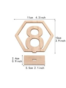 10 piezas de números de mesa digitales con forma hexagonal hueca de madera (1-40) para café, boda, fiesta, restaurante - Caqui - Ver 8