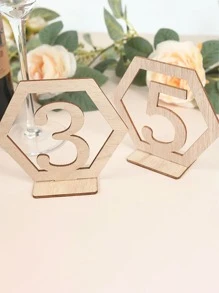 10 piezas de números de mesa digitales con forma hexagonal hueca de madera (1-40) para café, boda, fiesta, restaurante - Caqui - Ver 4
