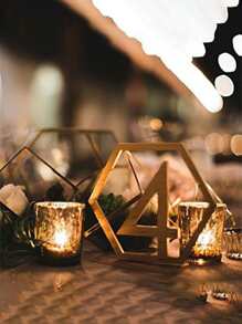 10 piezas de números de mesa digitales con forma hexagonal hueca de madera (1-40) para café, boda, fiesta, restaurante - Caqui - Ver 6