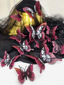 12 cái Halloween Loại bướm Hình dán - Đỏ - Xem 5