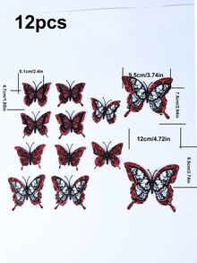 12 cái Halloween Loại bướm Hình dán - Đỏ - Xem 4