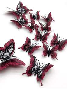 12 cái Halloween Loại bướm Hình dán - Đỏ - Xem 2