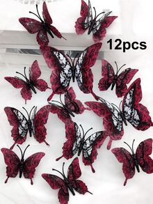 12 cái Halloween Loại bướm Hình dán - Đỏ - Xem 3