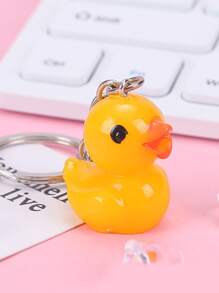 1 Pieza Llavero De Pareja Con Forma De Pato Animado Y Tierno Hecho De Poliresina Para La Bolsa - Amarillo - Ver 2