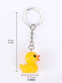 1 Pieza Llavero De Pareja Con Forma De Pato Animado Y Tierno Hecho De Poliresina Para La Bolsa - Amarillo - Ver 5