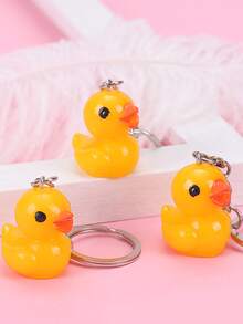 1 Pieza Llavero De Pareja Con Forma De Pato Animado Y Tierno Hecho De Poliresina Para La Bolsa - Amarillo - Ver 4