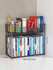 1pc Black Book Storage Rack, Minimalist Multi-purpose Stationery Storage Rack For Office, Home - Black - View 6