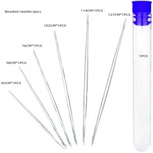 6-18pcs/set Beading Needles, Big Eye Needles, Knitting Needles, Threader & Opening Needles - 6 Sizes, Foldable Beading Needles Set, With Threader Container (random Color) Suitable For Jewelry Making, Please Select Threader Needle And Opening Needle For Beading, Choose Needle For Clothing Repair And Other Purposes. Needle Is Suitable For Large Hole Beads, And Opening Needle Can Be Used For All Beads. - Rhodium - View 9